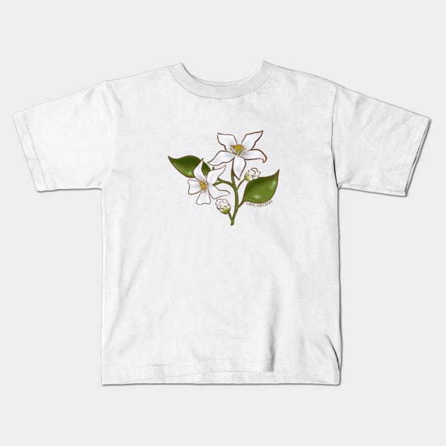 Orange Blossom Kids T-Shirt by Lady_Caffiene